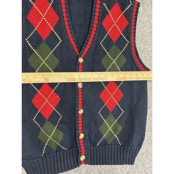 Vintage Woods & Gray Cardigan Men’s Large Argyle Knit Grandpa Retro Academia - Picture 7 of 8